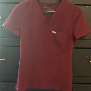 Figs Women's Burgundy Scrub Top